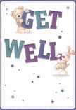 The joyful design of this get well card radiates warmth and Islington's trademark playfulness-two charming characters, a teddy bear and a puppy, burst from the surface, their arms encircling the vibrant, oversized 'Get Well' message. The rich indigos and teals of the bold letters pop against a creamy white, reflecting the colourful variety one finds at the local flower markets. Stars, painted in dreamy blues and purples, glimmer around them with an optimistic twinkle, conjuring small celebrations like those often seen in the parks of Islington after a rain shower. The illustration captures every detail: the bear's silky soft fur, the puppy's downy ears, textures so lifelike they seem ready to offer a gentle hug. Designed with the same intent as a caring bouquet from a trusted Islington florist, this card carries a message of sincere comfort-a dose of hope, playfulness, and kindness ideal for anyone in need of encouragement on their path to recovery.
